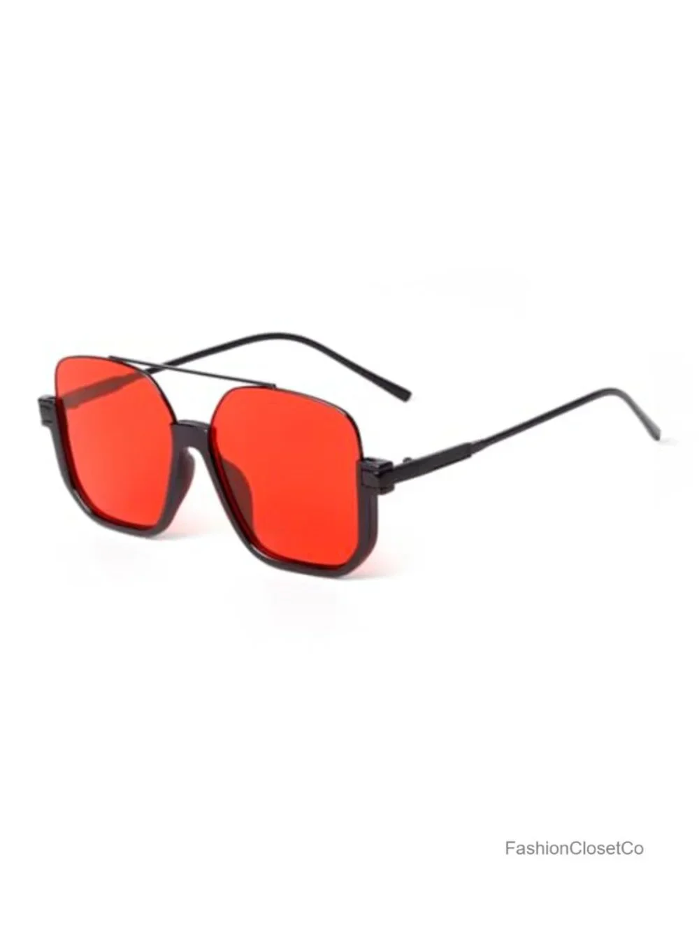 Vintage Oversized Aviator Sunglasses Semi-Rimless Metal Frame UV400